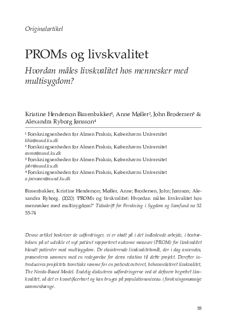 (PDF) PROMs og livskvalitet