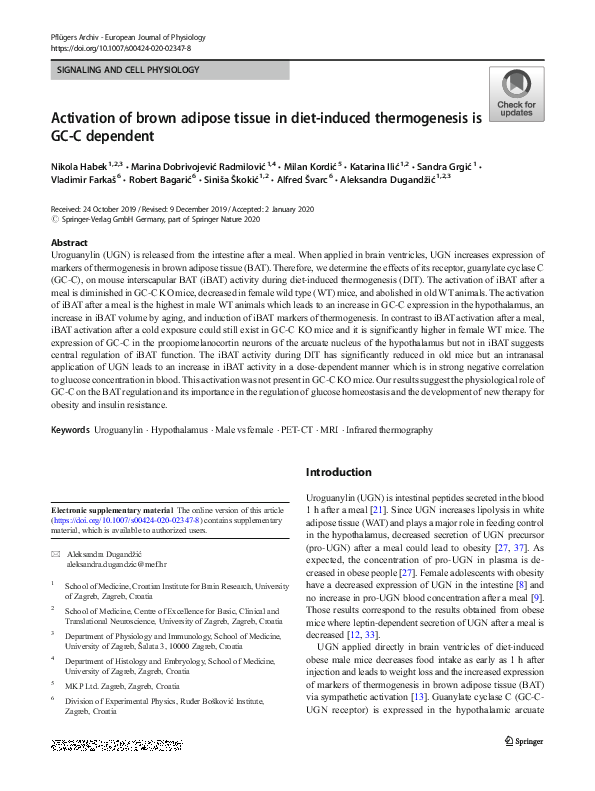 (PDF) Activation of brown adipose tissue in diet-induced thermogenesis ...