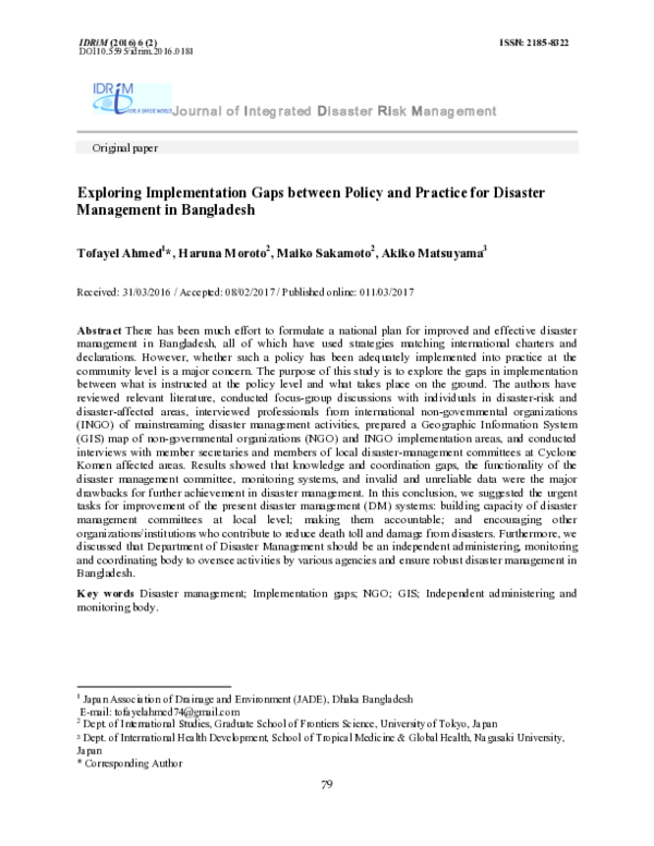(PDF) Exploring Implementation Gaps between Policy and Practice for ...