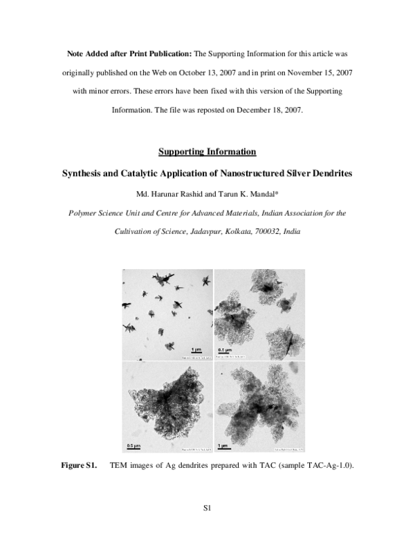 (PDF) Synthesis and Catalytic Application of Nanostructured Silver ...