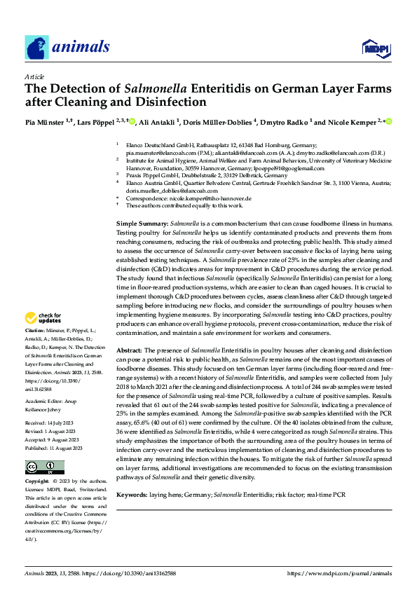 (PDF) The Detection of Salmonella Enteritidis on German Layer Farms ...