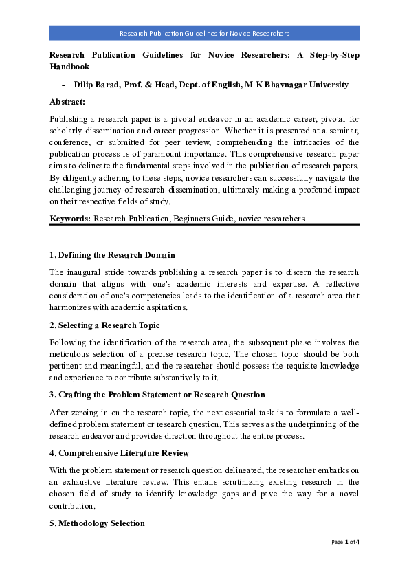 (DOC) Research Publication Guidelines for Novice Researchers: A Step-by ...