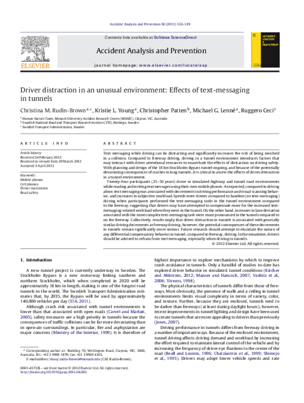 (PDF) Driver distraction in an unusual environment: Effects of text ...