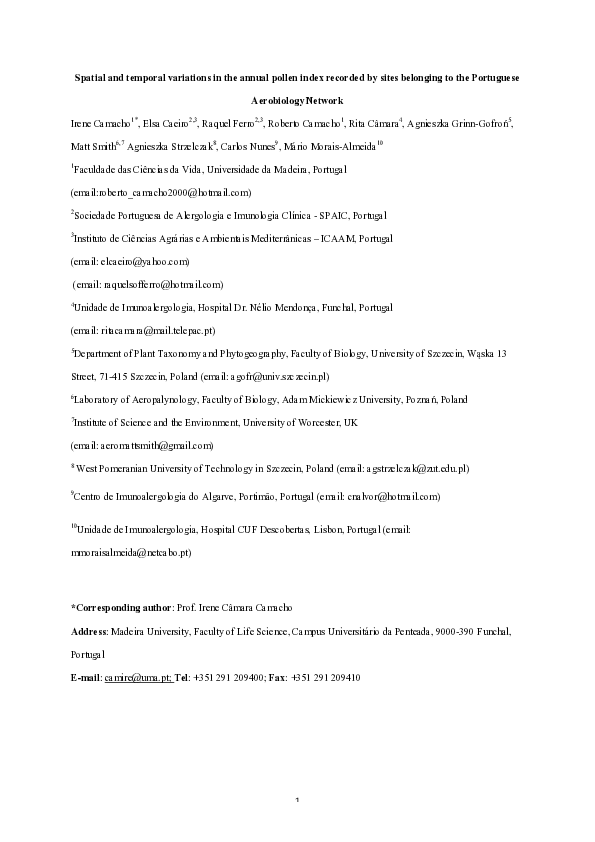 (PDF) Spatial and temporal variations in the Annual Pollen Index ...