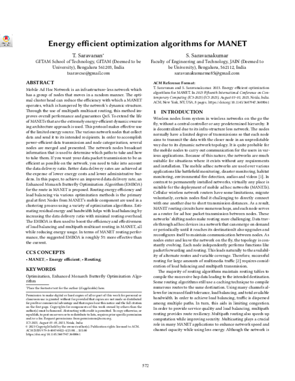 (PDF) Energy efficient optimization algorithms for MANET