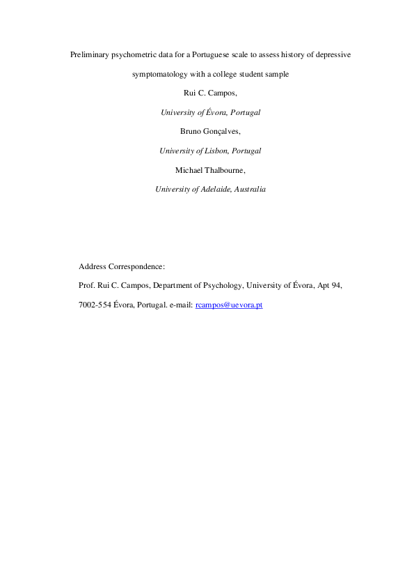 (PDF) Preliminary Psychometric Data for a Portuguese Scale to Assess ...