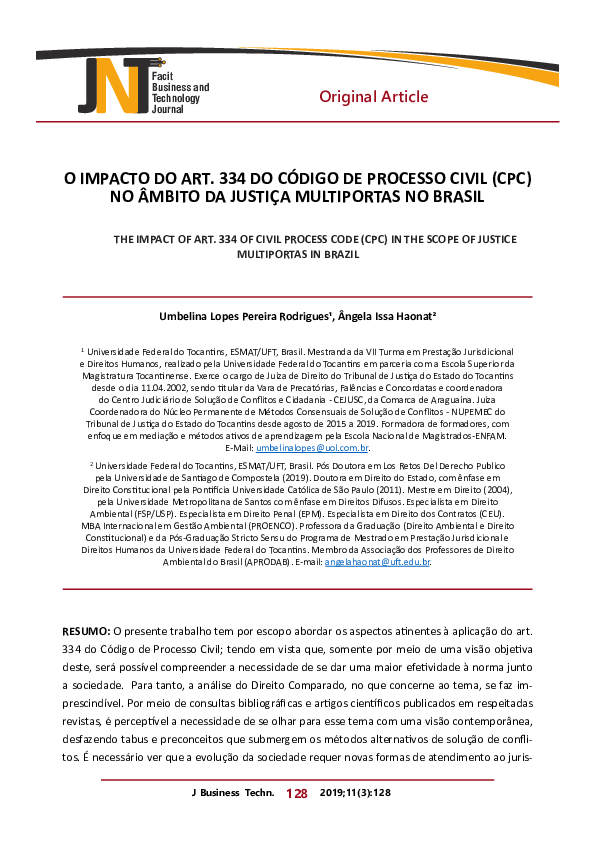 (PDF) O Impacto Do Art. 334 Do Código De Processo Civil (CPC) No Âmbito ...