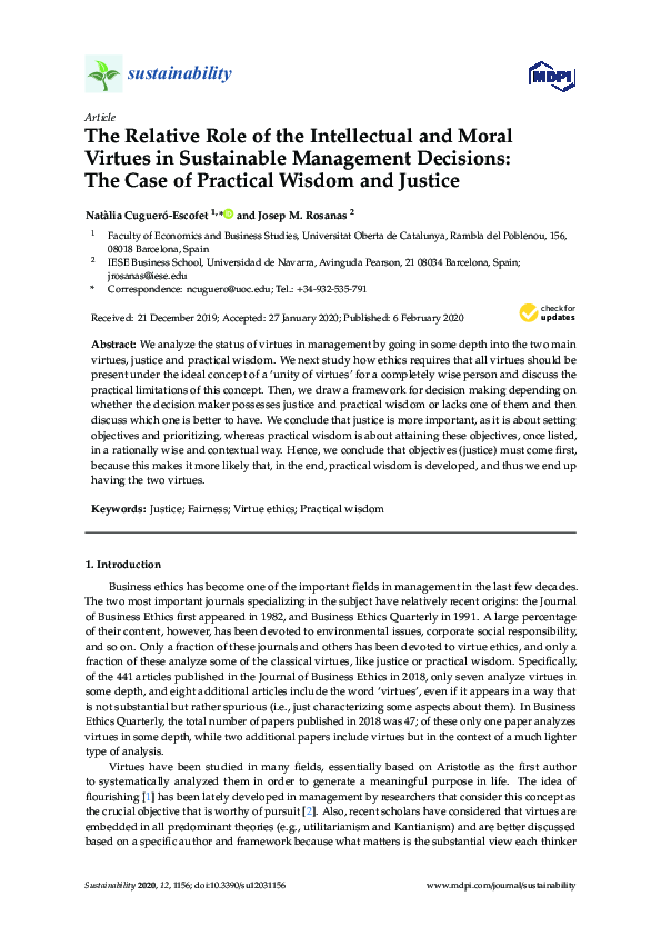 (PDF) The Relative Role of the Intellectual and Moral Virtues in ...