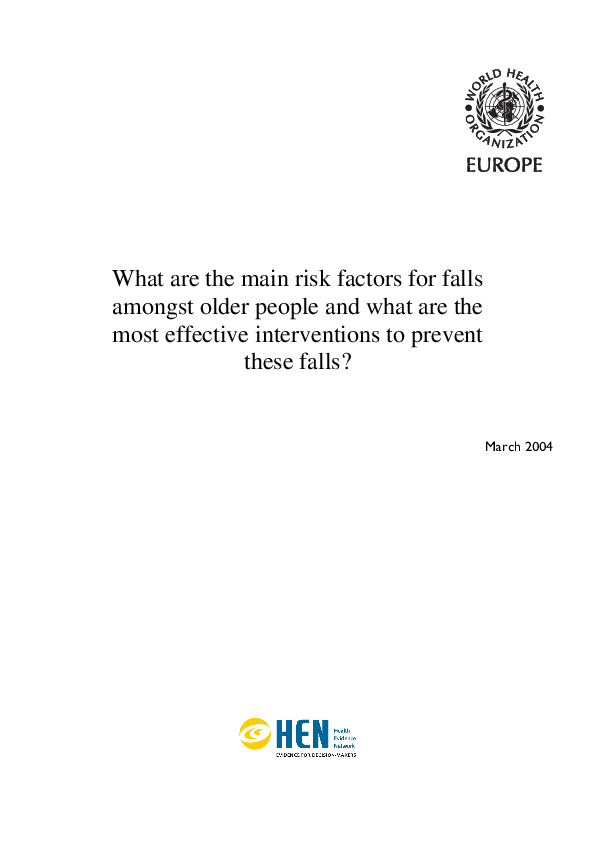 (PDF) What are the Main Risk Factors for Falls Amongst Older People and ...