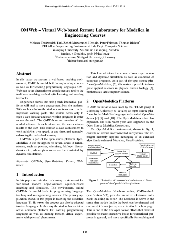 (PDF) OMWeb – Virtual Web-based Remote Laboratory for Modelica in ...