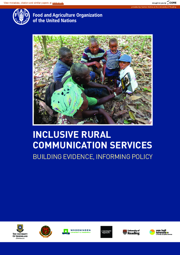 (PDF) Inclusive rural communication services : Building evidence ...
