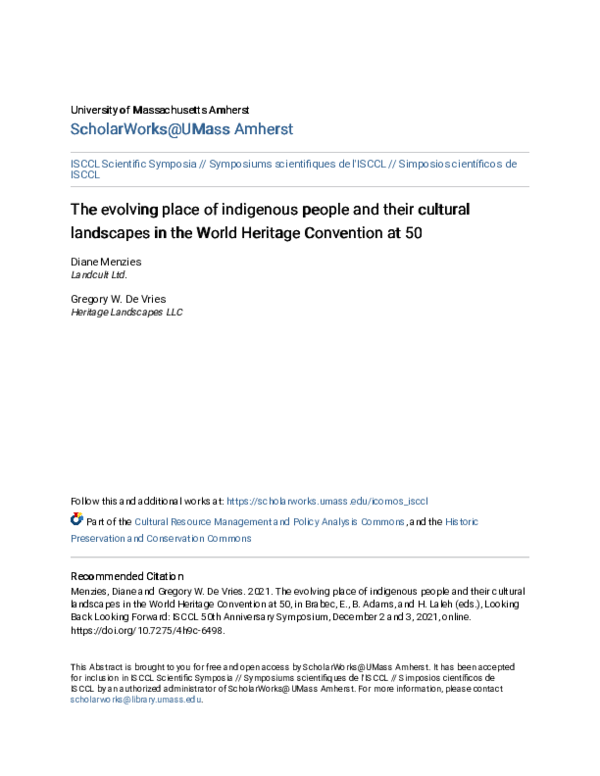 (PDF) The evolving place of indigenous people and their cultural ...