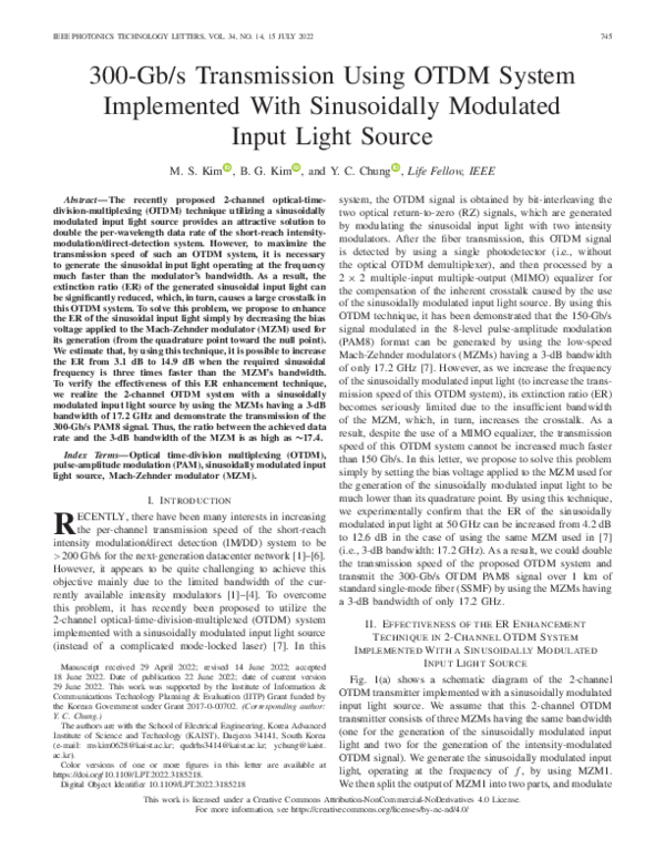 (PDF) 300-Gb/s Transmission Using OTDM System Implemented With ...