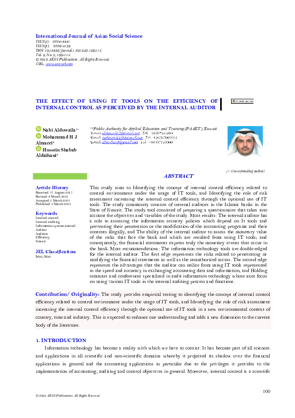 (PDF) The Effect of Using it Tools on the Efficiency of Internal ...