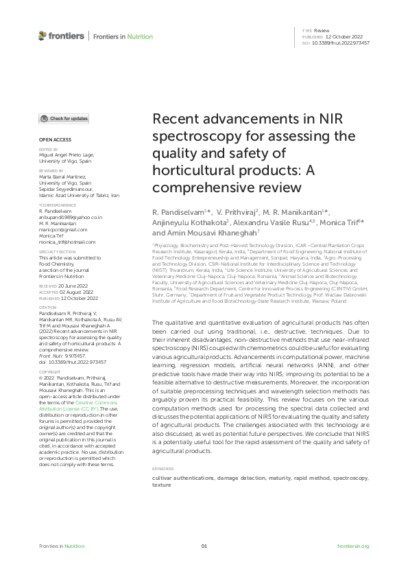 (PDF) Recent advancements in NIR spectroscopy for assessing the quality ...