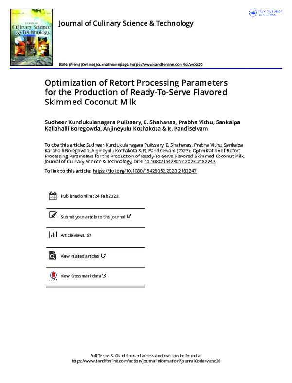 (PDF) Optimization of Retort Processing Parameters for the Production ...