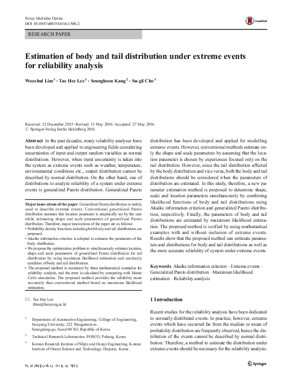 (PDF) Estimation of body and tail distribution under extreme events for ...