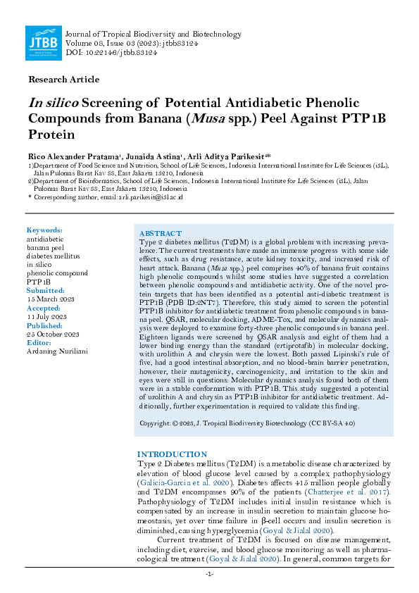 (PDF) In silico Screening of Potential Antidiabetic Phenolic Compounds ...