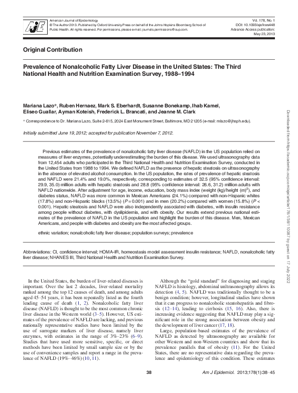(PDF) Prevalence of Nonalcoholic Fatty Liver Disease in the United ...