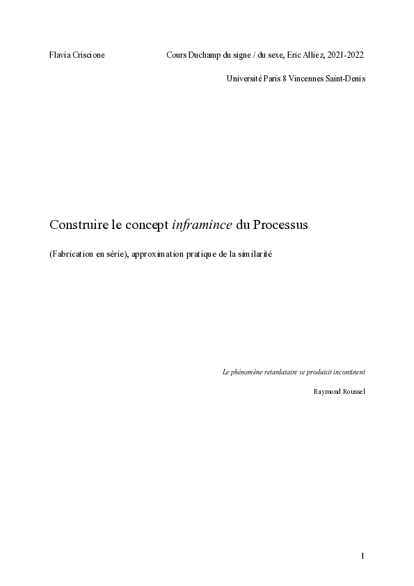 (PDF) Construire le concept inframince du processus