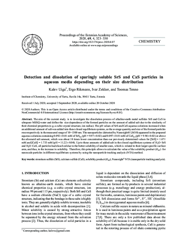 (PDF) Detection and dissolution of sparingly soluble SrS and CaS ...
