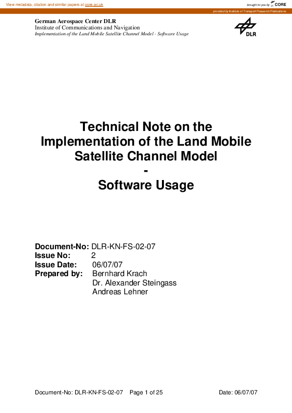 (PDF) Technical note on the implementation of the land mobile satellite ...