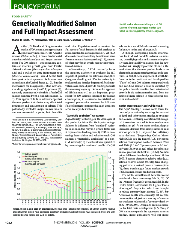 (PDF) Genetically Modified Salmon and Full Impact Assessment