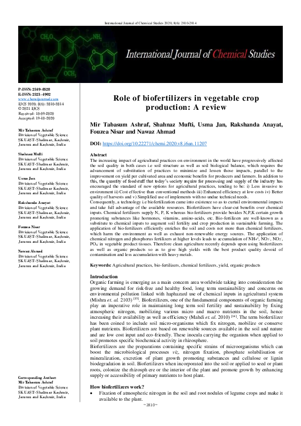 Pdf Role Of Biofertilizers In Vegetable Crop Production A Review Pdf Role Of Biofertilizers In Vegetable Crop Production A Review