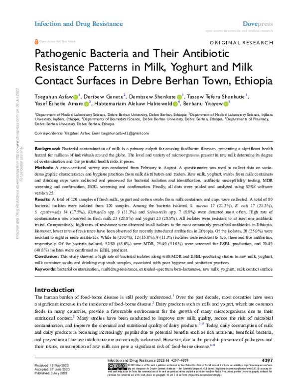 (PDF) Pathogenic Bacteria and Their Antibiotic Resistance Patterns in ...