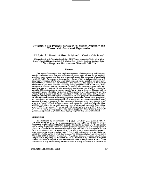 (PDF) Circadian blood pressure variability in healthy pregnancy and ...
