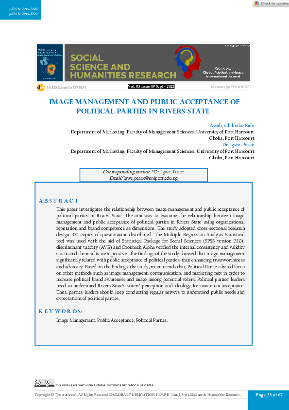 (PDF) Image Management and Public Acceptance of Political Parties in ...