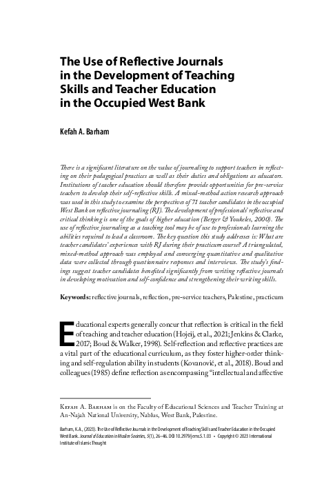(PDF) Article TextThe Use of Reflective Journals in the Development of ...
