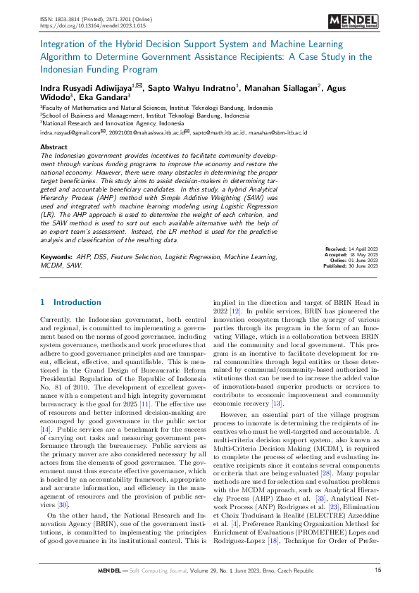 (PDF) Integration of the Hybrid Decision Support System and Machine ...