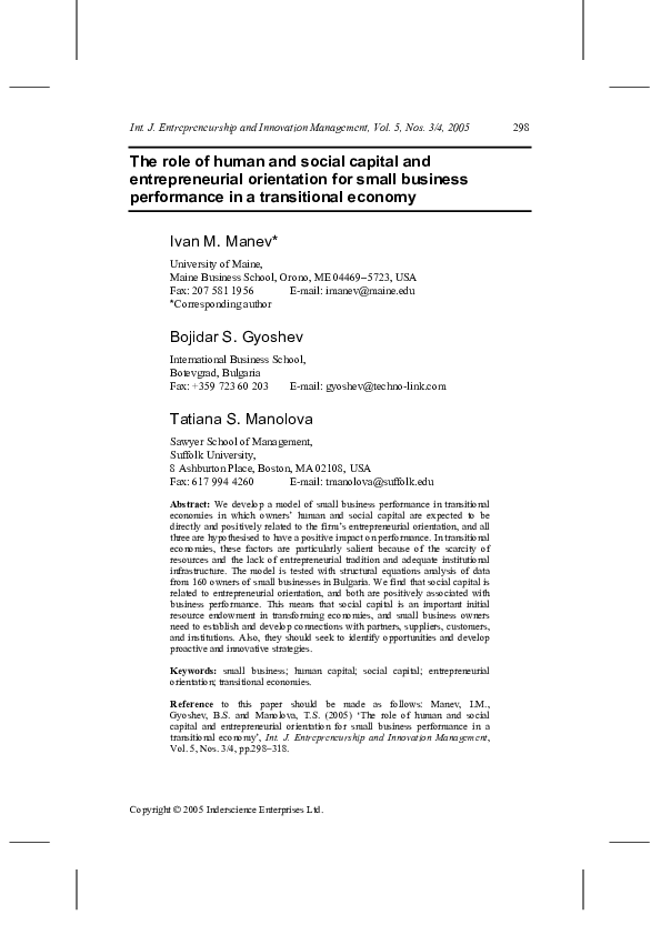 (PDF) The role of human and social capital and entrepreneurial ...