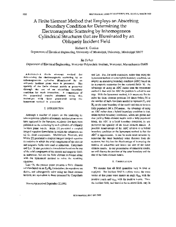 (PDF) A finite element method that employs an absorbing boundary ...