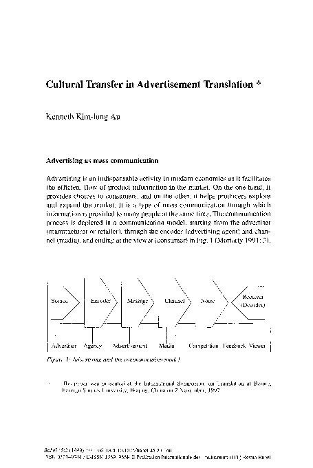 (PDF) Cultural Transfer in Advertisement Translation