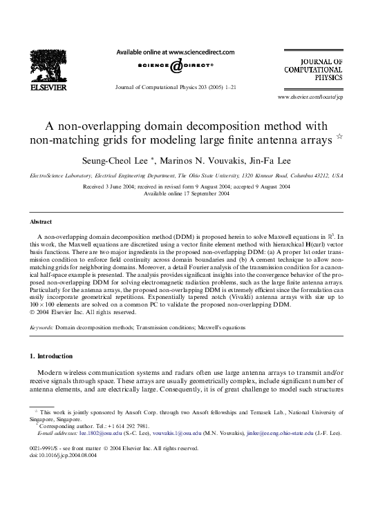 (PDF) A non-overlapping domain decomposition method with non-matching ...