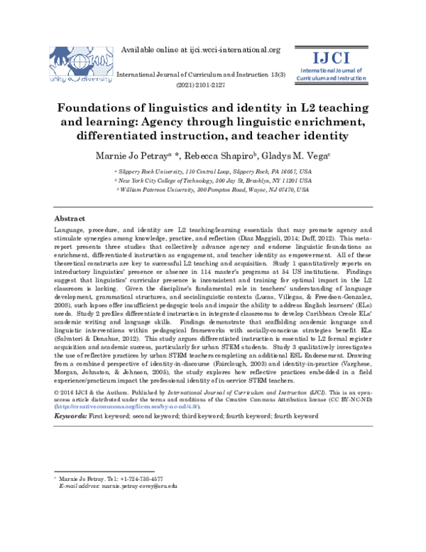 (PDF) Foundations of linguistics and identity in L2 teaching and ...