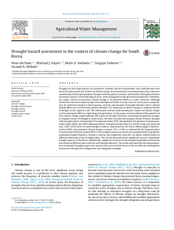 (PDF) Drought hazard assessment in the context of climate change for ...