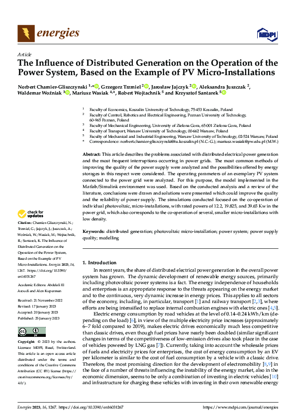 (PDF) The Influence of Distributed Generation on the Operation of the ...