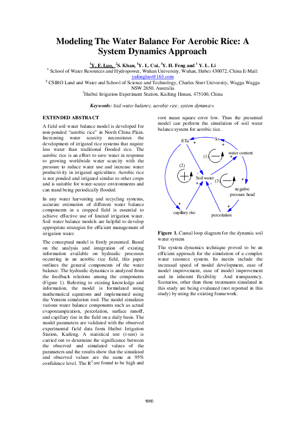 (PDF) Modeling The Water Balance For Aerobic Rice: A System Dynamics ...