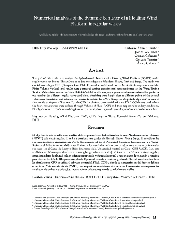 (PDF) Numerical analysis of the dynamic behavior of a Floating Wind ...