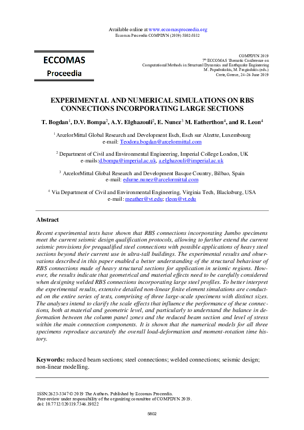 (PDF) Experimental and Numerical Simulations on RBS Connections ...