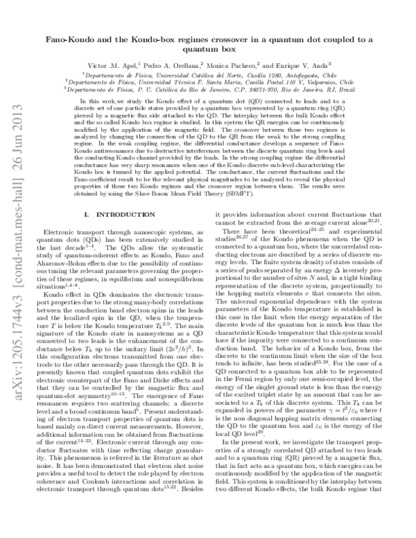 (PDF) Fano–Kondo and the Kondo box regimes crossover in a quantum dot ...