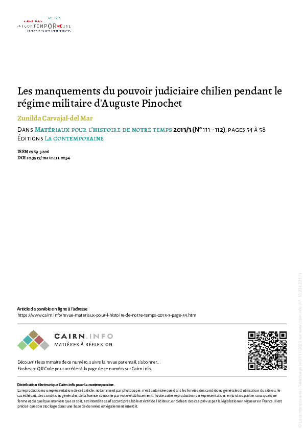 Les manquements du pouvoir judiciaire chilien pendant le régime militaire d'Auguste Pinochet