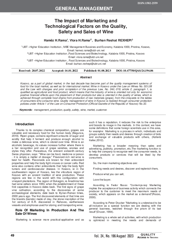 (PDF) The Impact of Marketing and Technological Factors on the Quality ...