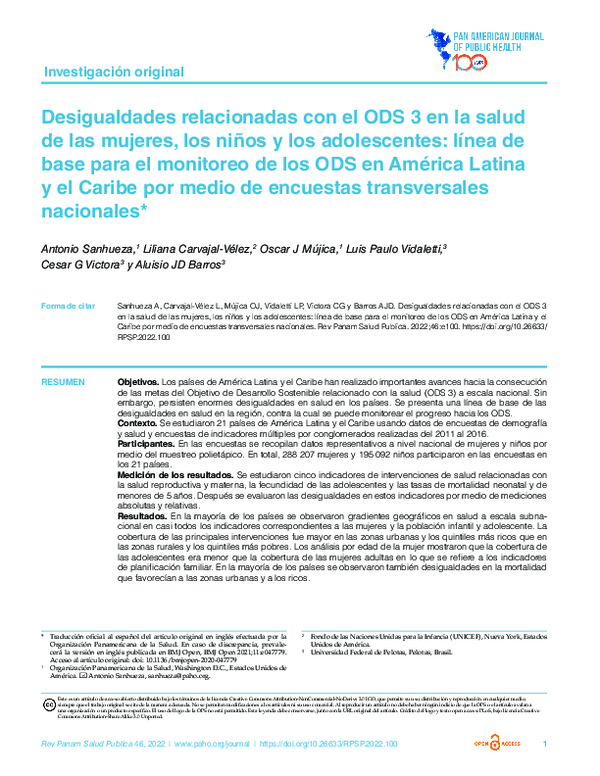 (PDF) Desigualdades relacionadas con el ODS 3 en la salud de las ...
