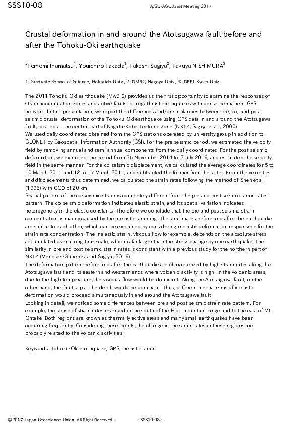 (PDF) Crustal deformation in and around the Atotsugawa fault before and ...