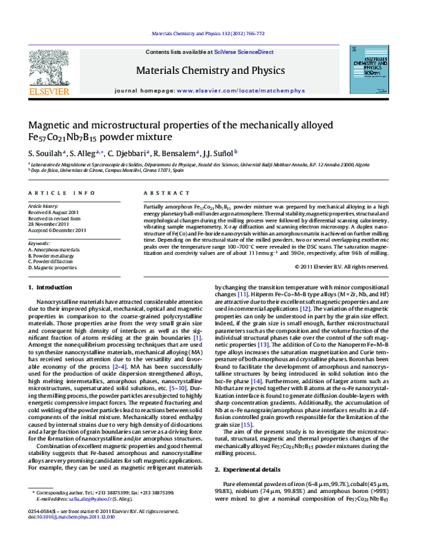 (PDF) Magnetic and microstructural properties of the mechanically ...