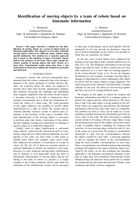 (PDF) Identification of moving objects by a team of robots based on ...
